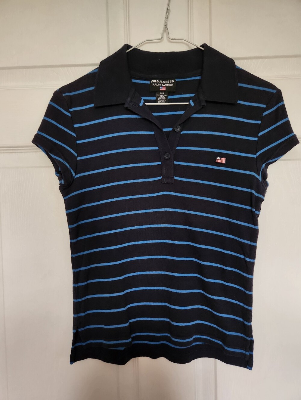 Polo Jeans Co. Ralph Lauren - Blue Striped Baby Tee Polo - Size S